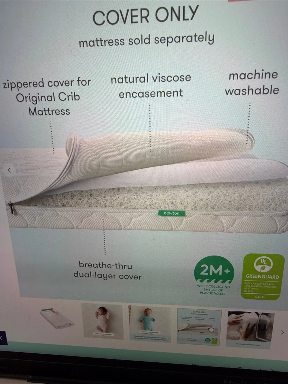 Newton Original Crib Mattress Cover with zipper
